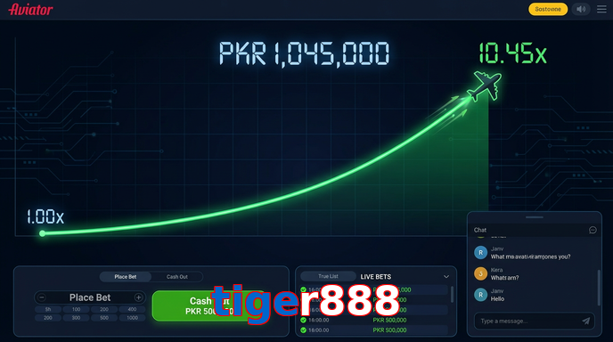 Main screen of Tiger888 aviator page for PK players